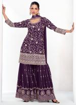 Chinnon Wine Wedding Wear Embroidery Work Readymade Plazzo Suit